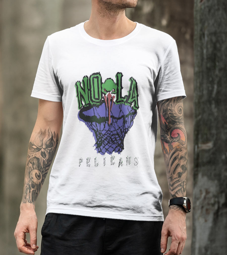 NOLA New Orleans Pelicans Basketball Hoop T-Shirt