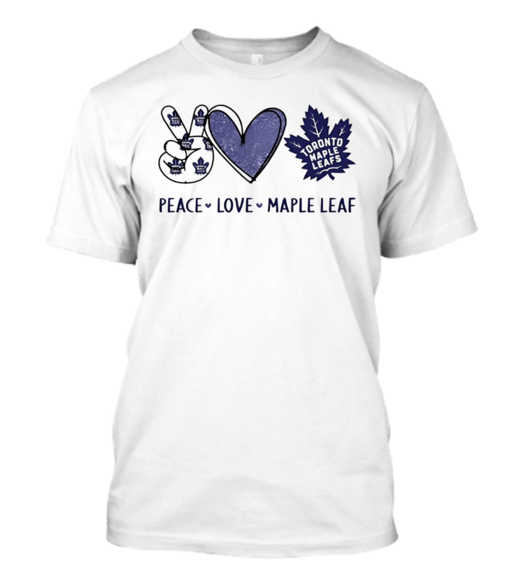 Peace Love Toronto Maple Leafs Hockey Team Hands Sign Maple Leaf T-Shirt