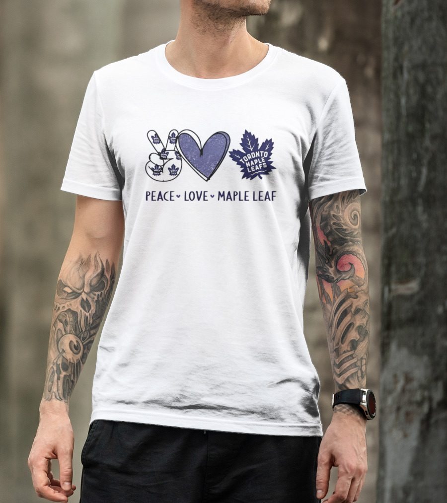 Peace Love Toronto Maple Leafs Hockey Team Hands Sign Maple Leaf T-Shirt