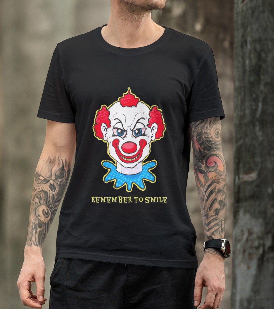 Evil Clown Remember To Smile Creepy Red White Blue T-Shirt