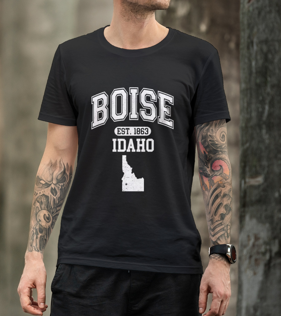 Boise Idaho Est 1863 Varsity Map T-Shirt
