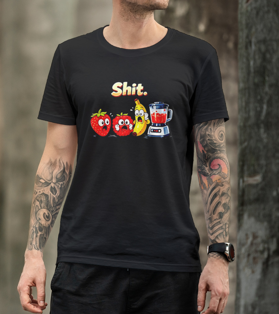 Panic Fruit Characters Blender Humor Smoothie Shit T-Shirt