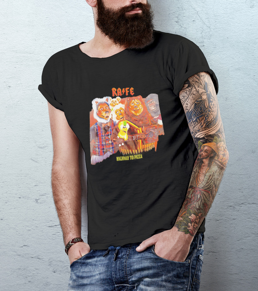 Rafe Highway To Pizza Characters With Animals And Guitar T-Shirt