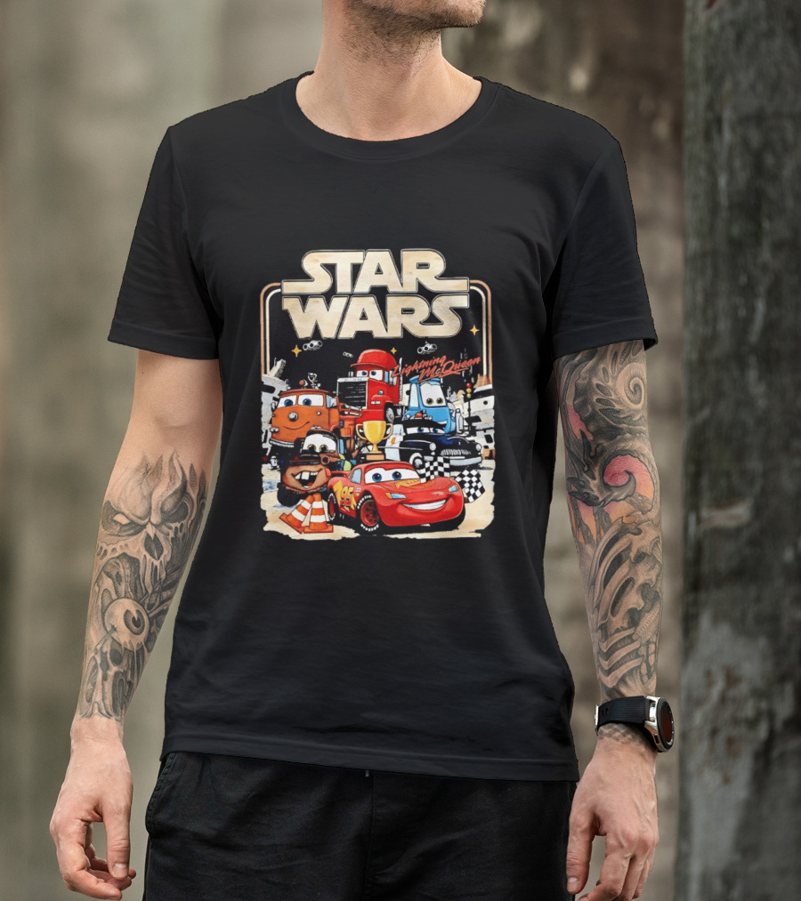 STAR WARS Lightning McQueen Racing Adventure With Cars Characters T-Shirt