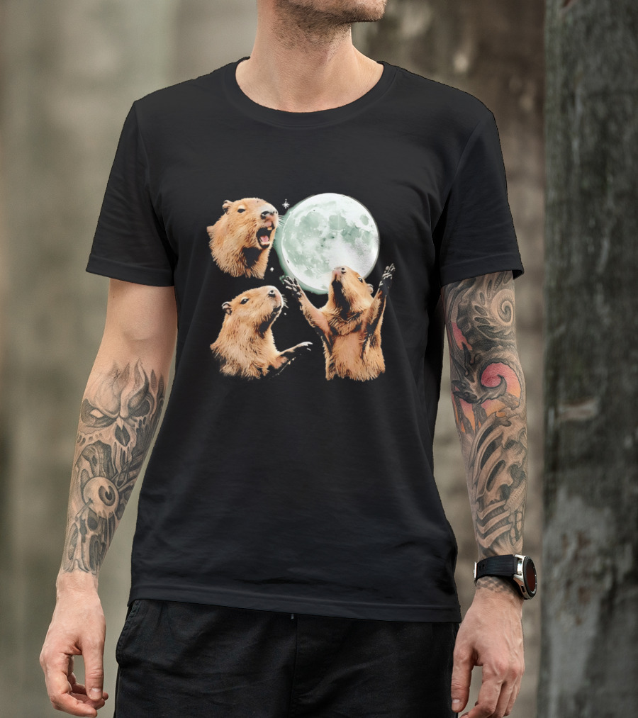 Capybara Howling At Full Moon Tranquility T-Shirt