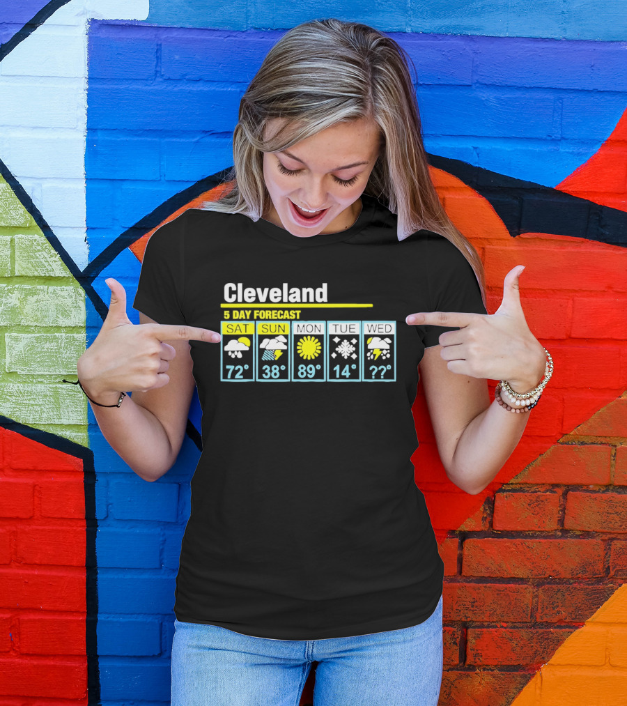 Cleveland 5 Day Forecast Weather Humor Cold Snow Thunderstorm T-Shirt
