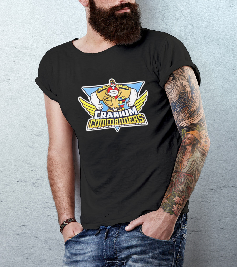 Cranium Commanders Cartoon Military Character Winged T-Shirt