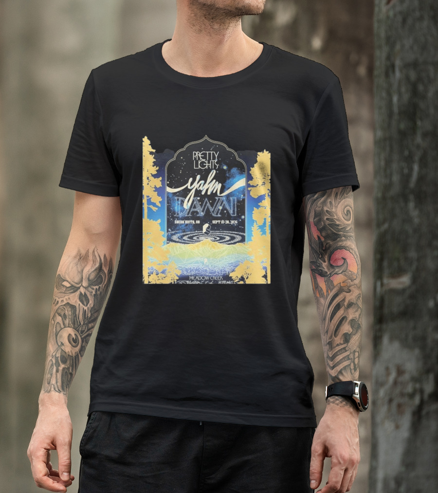Pretty Lights Yahn Dawn 2026 Buena Vista Colorado Meadow Creek September 18 20 Event T-Shirt