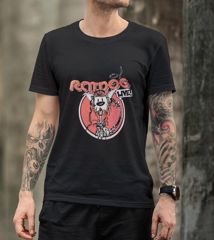 Ratdog Live Cartoon Character With Headphones And Tail T-Shirt