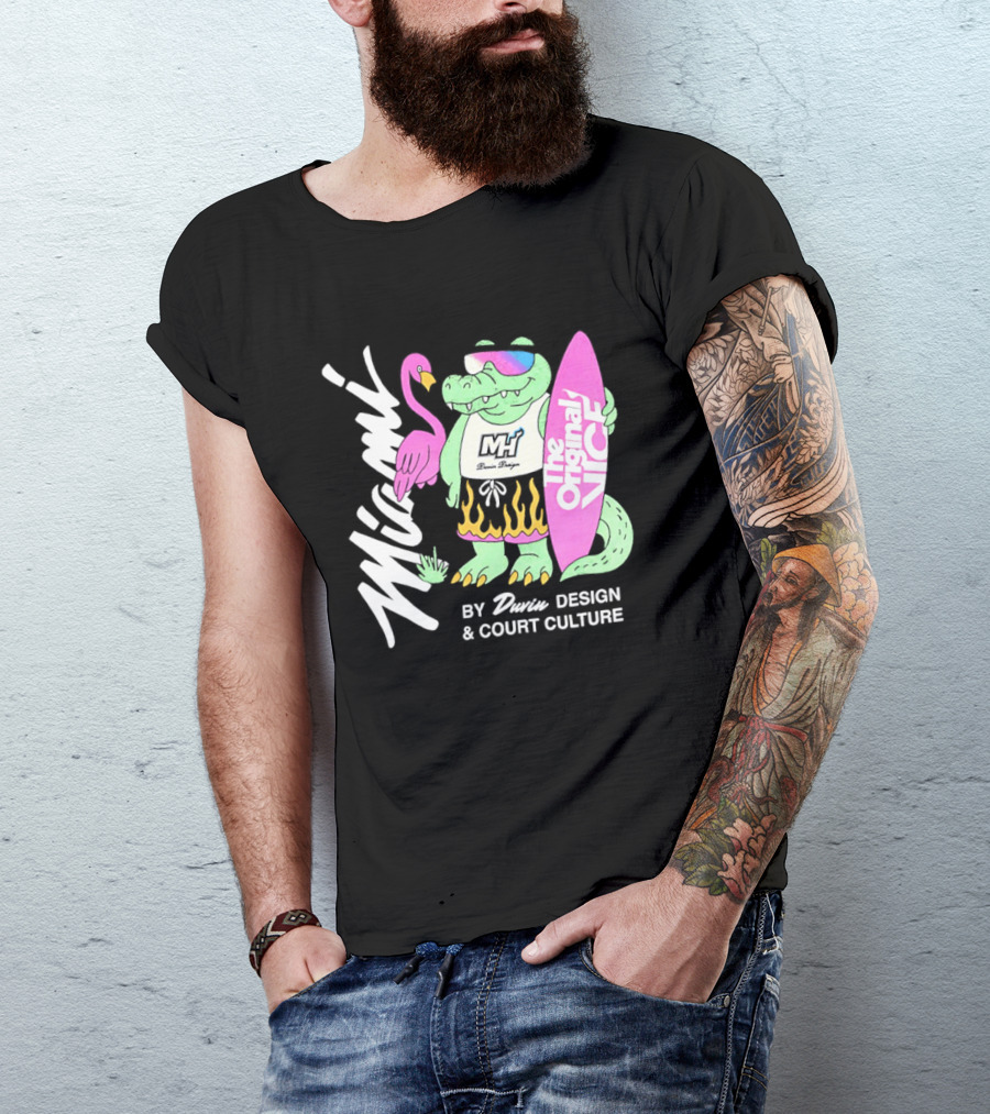 Miami Gator Flamingo Vibe The Original Vice By Dunin Court Culture T-Shirt