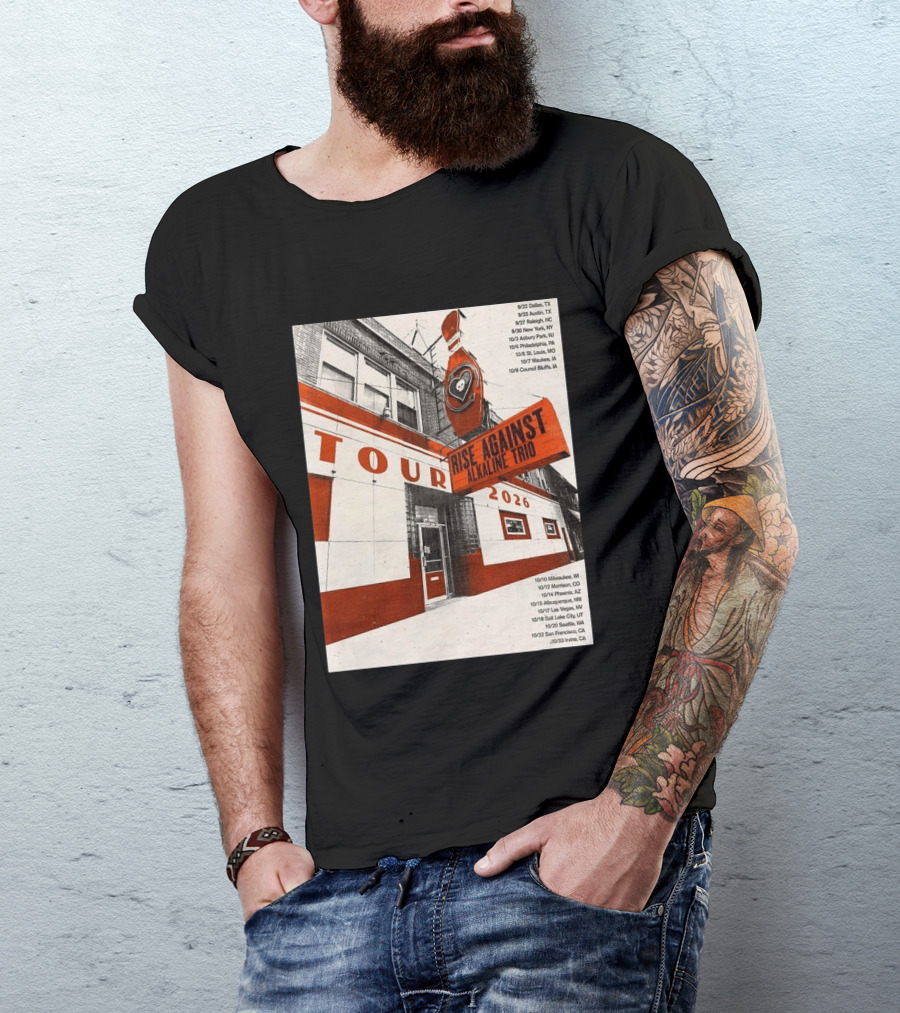 Rise Against Alkaline Trio Tour 2026 North America Dates Dallas Austin Chicago Seattle T-Shirt