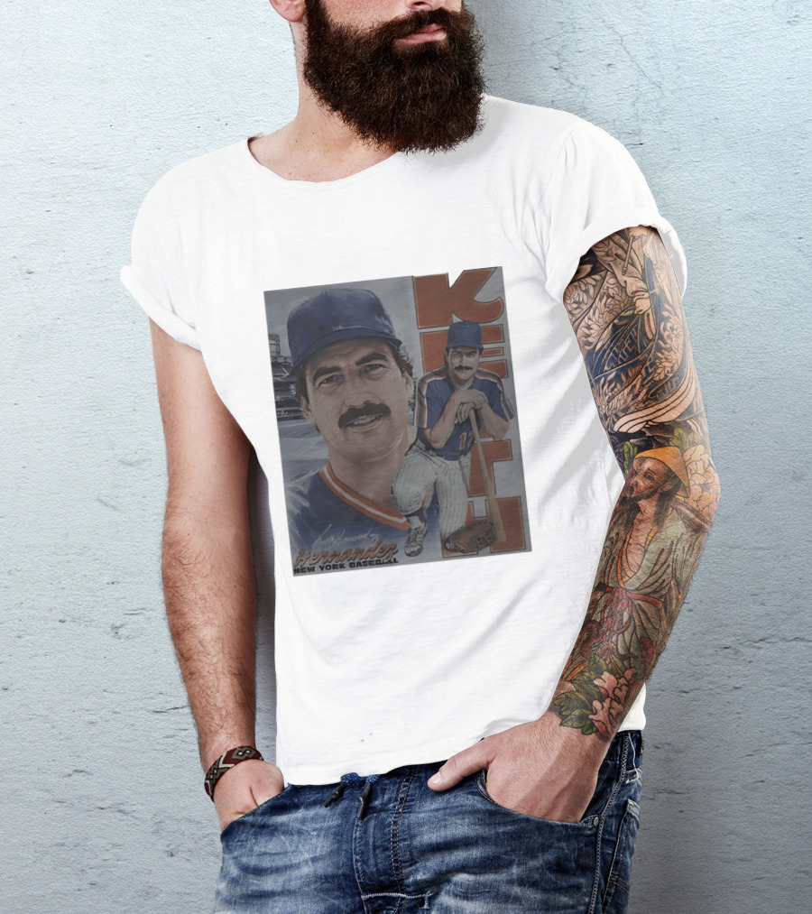 Keith Hernandez New York Baseball Mets Player Portrait With Bat T-Shirt