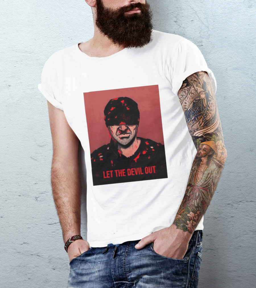 Daredevil Let The Devil Out Blindfolded Hero T-Shirt