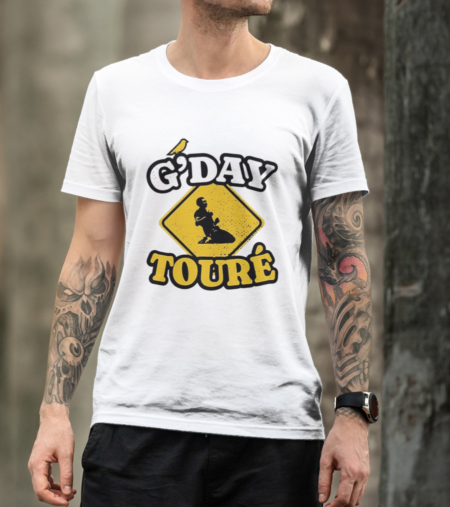 G'Day Toure Yellow Sign Kneeling Silhouette Bird T-Shirt