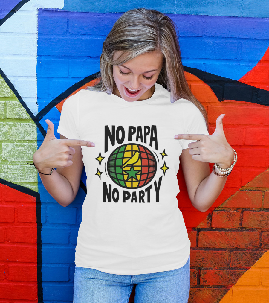 No Papa No Party Bird Star Globe Jamaican T-Shirt