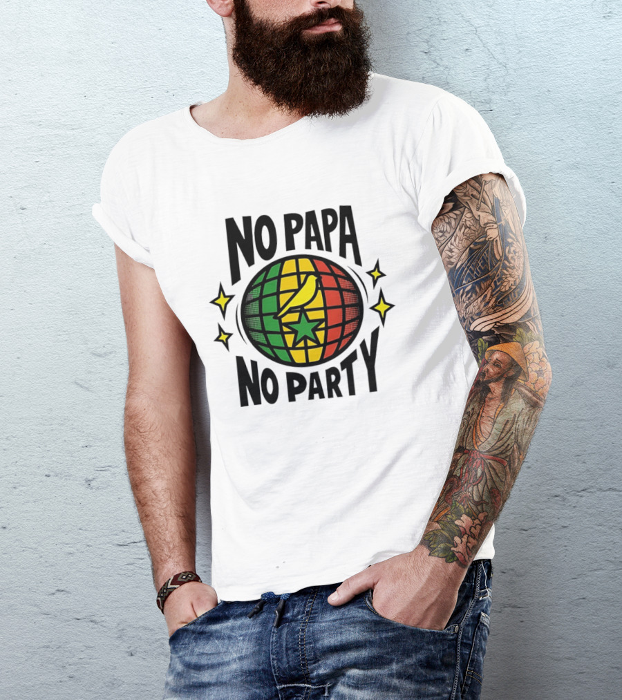 No Papa No Party Bird Star Globe Jamaican T-Shirt