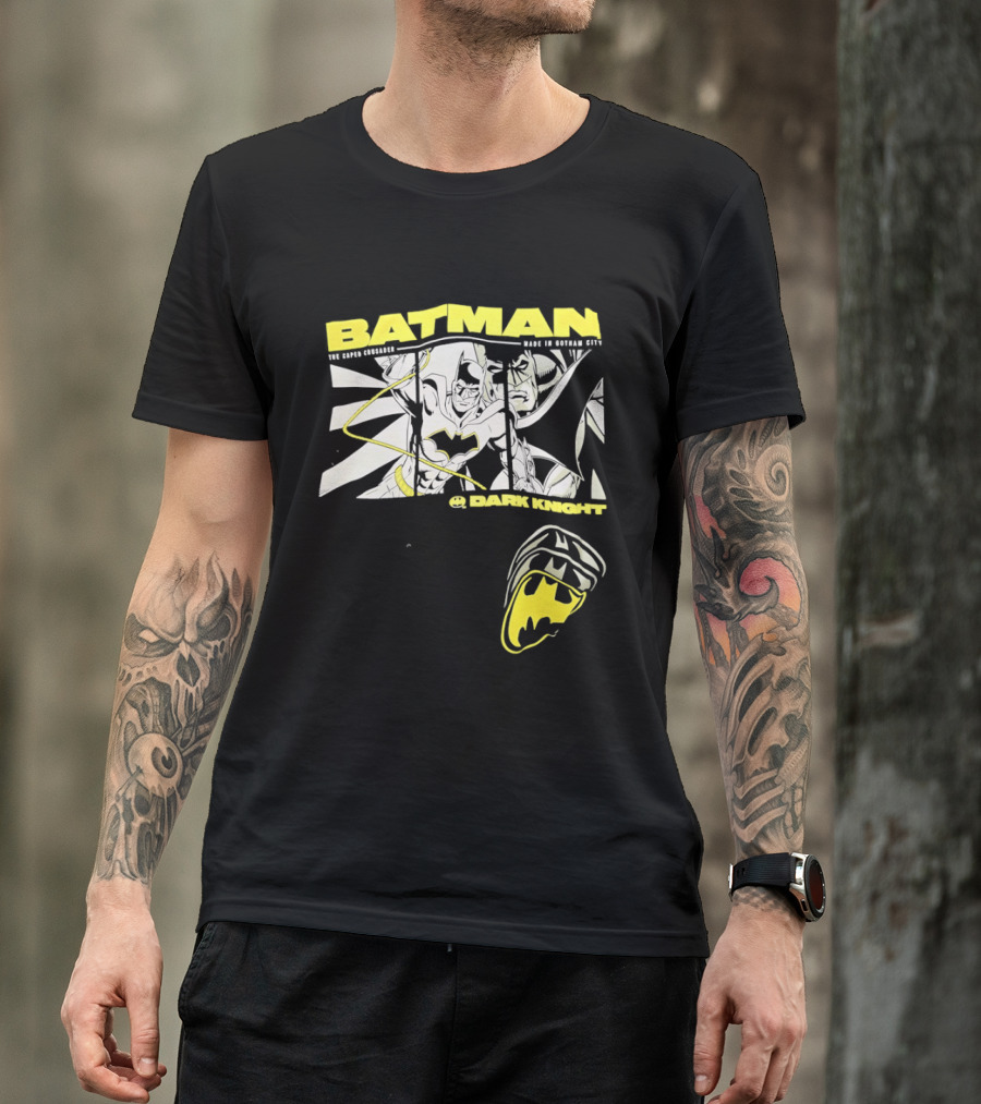 Batman Dark Knight Yellow Caped Crusader Montage T-Shirt