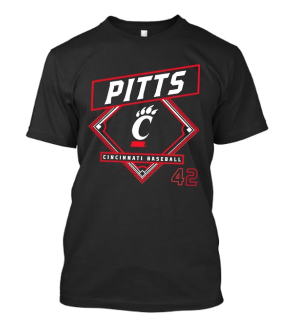 Pitts Cincinnati Baseball 42 Bearcats 2026 T-Shirt
