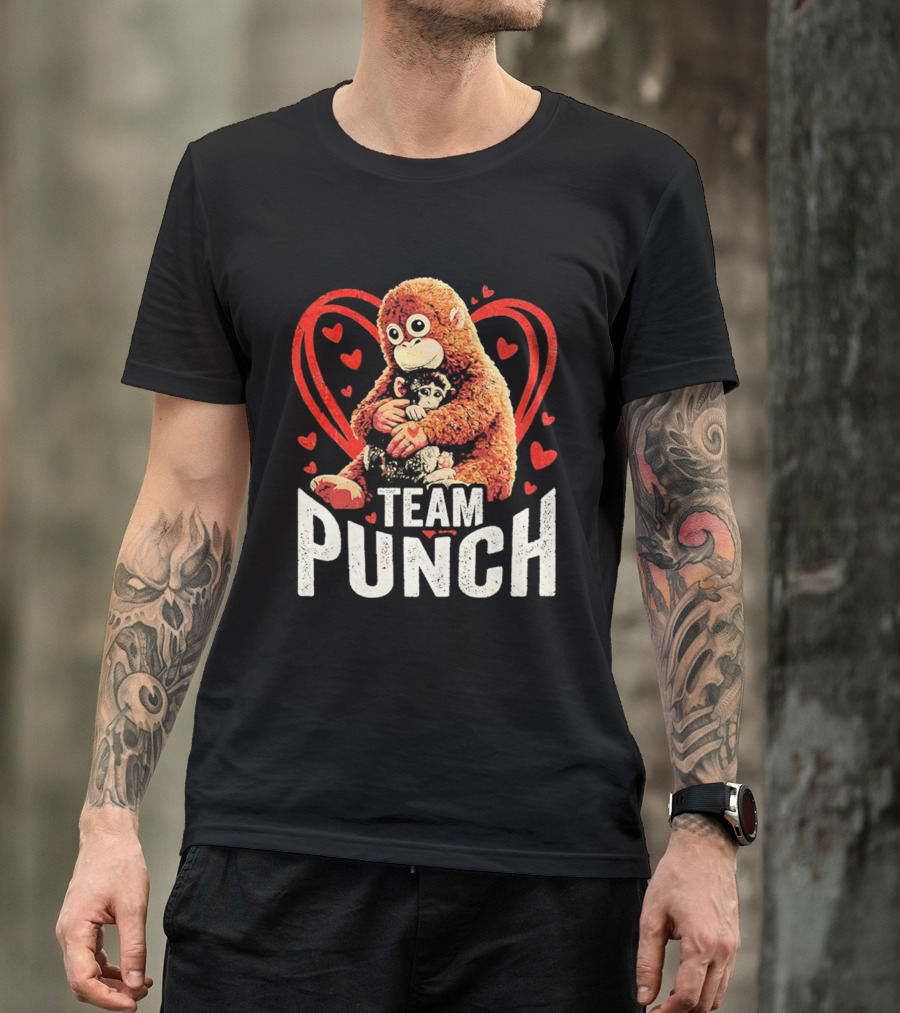 Team Punch Monkey Heart Loving Hug T-Shirt