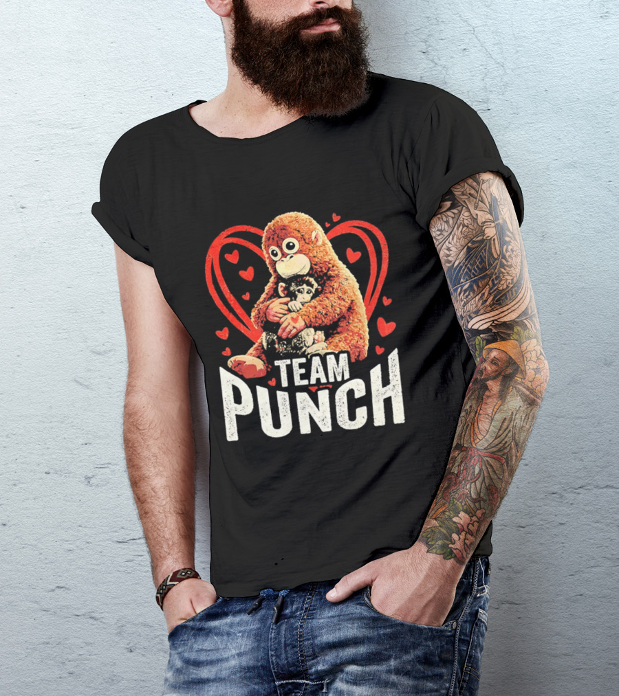 Team Punch Monkey Heart Loving Hug T-Shirt