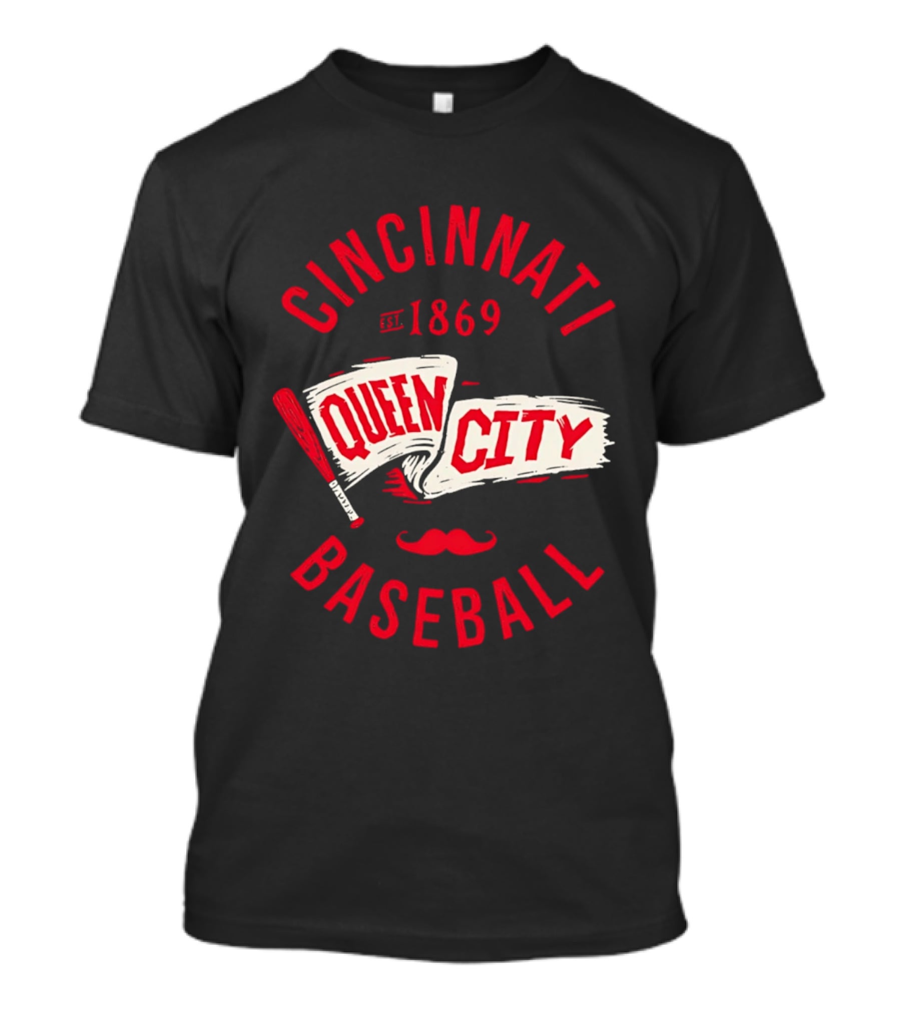 Cincinnati Queen City Baseball Est. 1869 Grunge Pennant T-Shirt