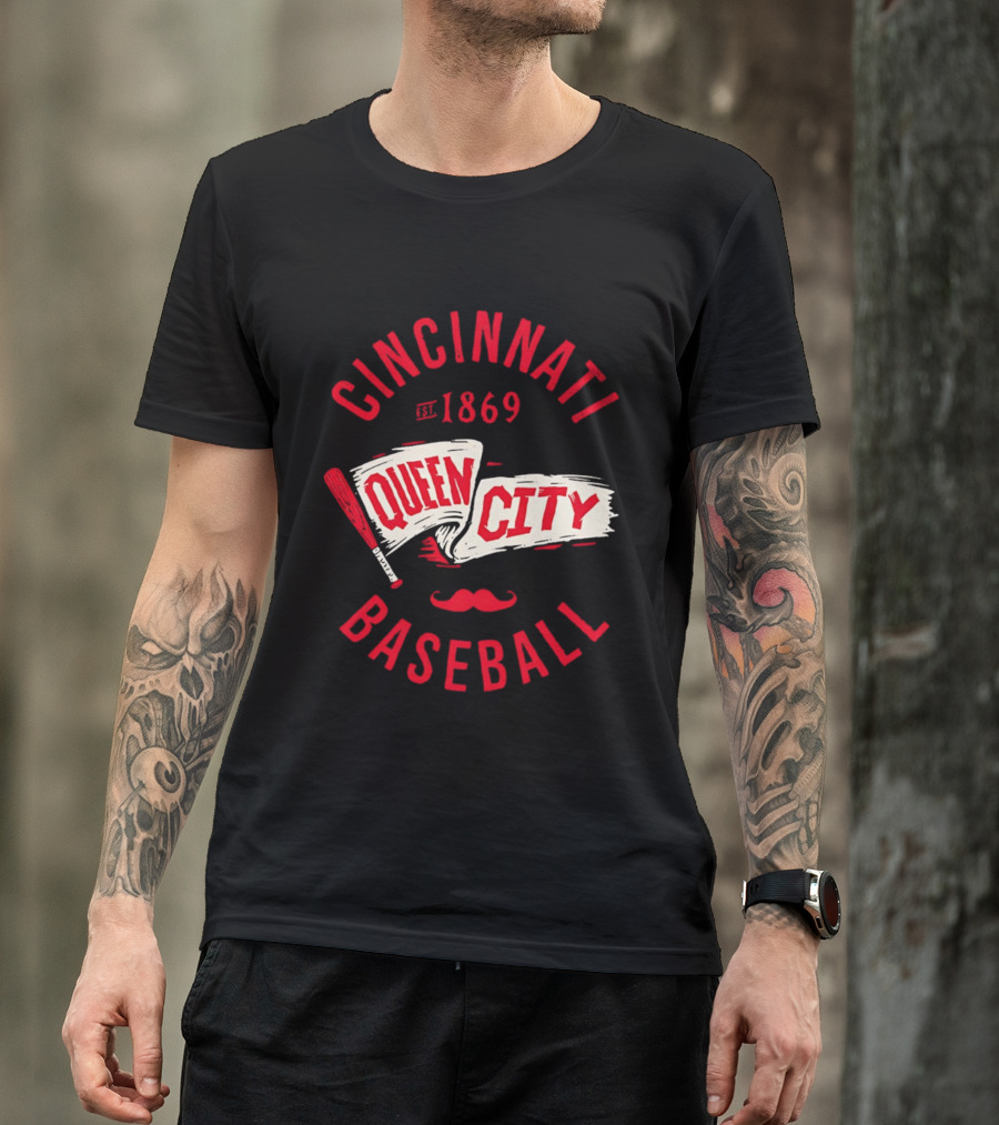 Cincinnati Queen City Baseball Est. 1869 Grunge Pennant T-Shirt