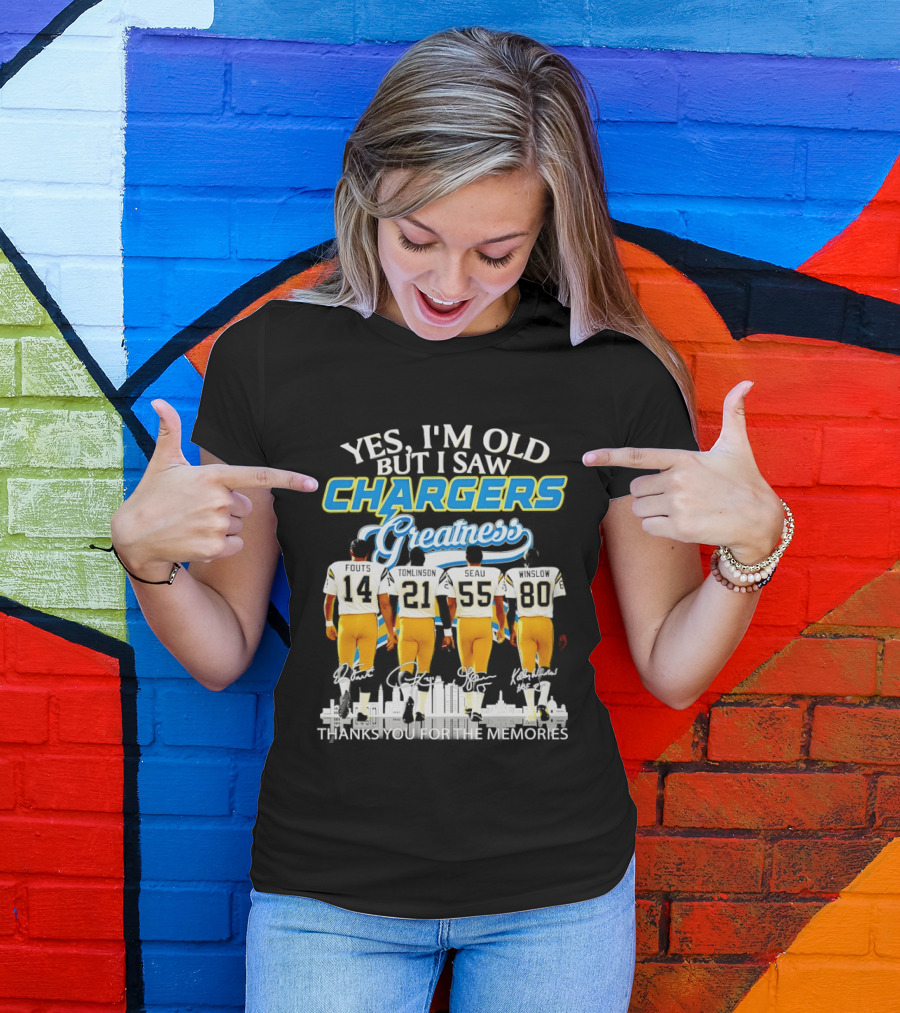 Yes I'm Old But I Saw Chargers Greatness Thank You For The Memories City Skyline T-Shirt