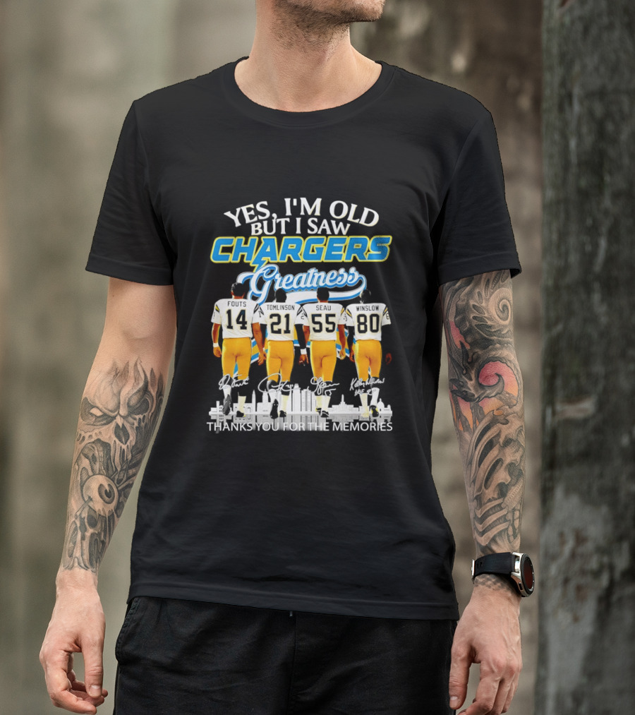 Yes I'm Old But I Saw Chargers Greatness Thank You For The Memories City Skyline T-Shirt