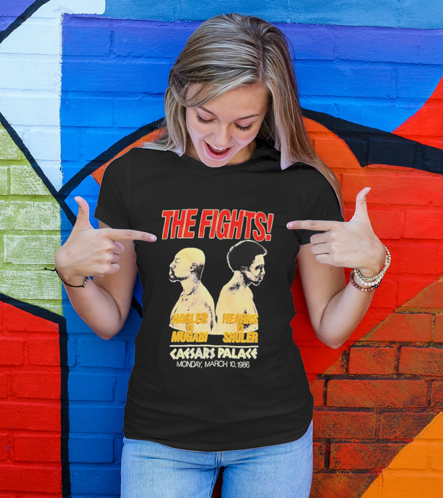 The Fights Hagler Vs Abi Hearns Vs Shuler Caesars Palace 1986 T-Shirt