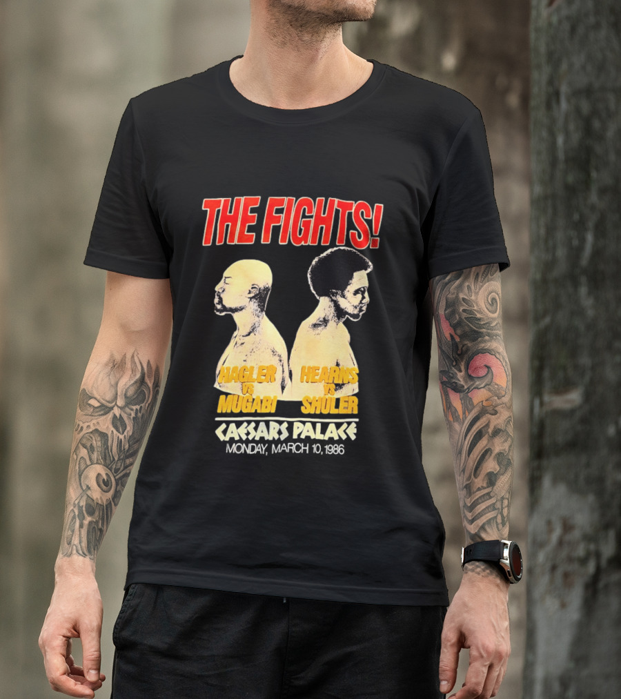 The Fights Hagler Vs Abi Hearns Vs Shuler Caesars Palace 1986 T-Shirt