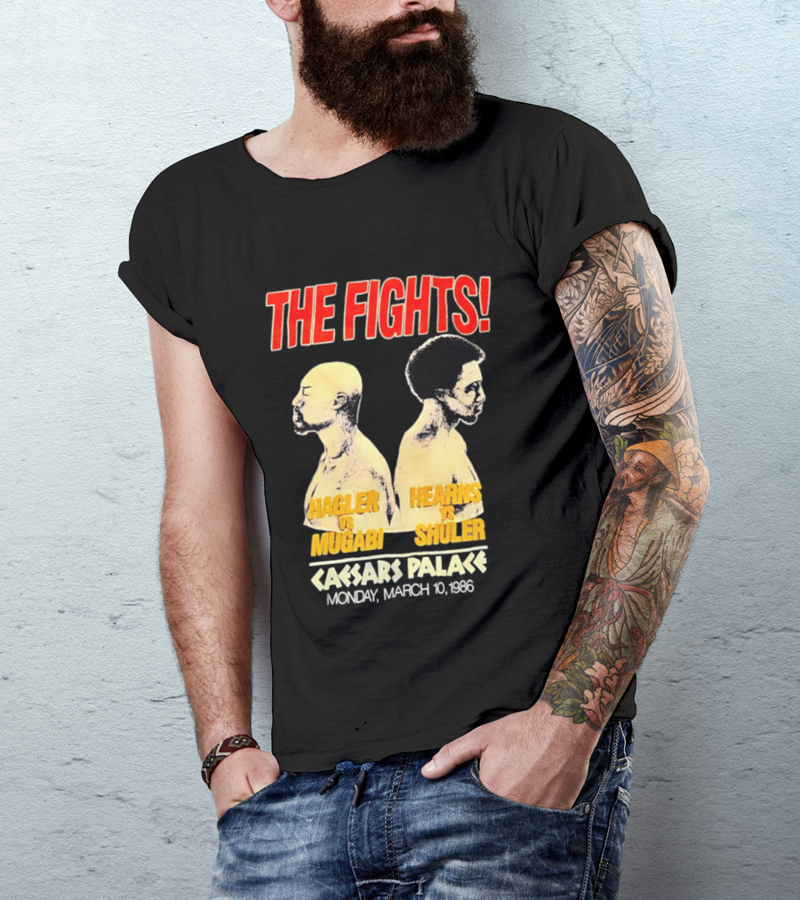 The Fights Hagler Vs Abi Hearns Vs Shuler Caesars Palace 1986 T-Shirt
