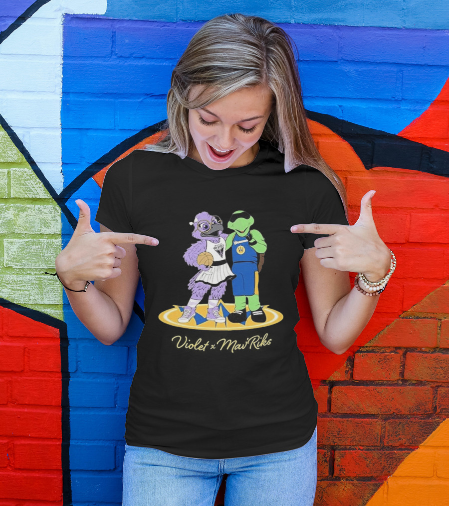 Violet Mavericks Giveaway 2026 Basketball Bird And Turtle Mascots T-Shirt