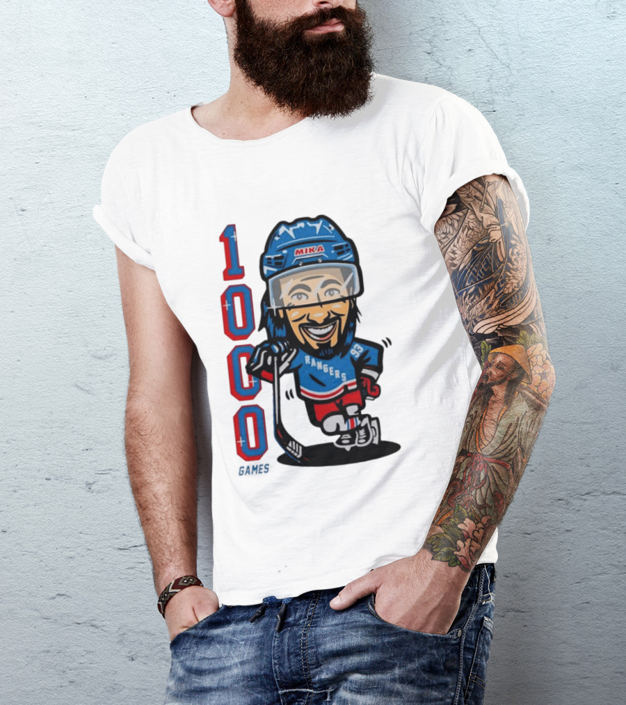 Mika Rangers 93 Hockey Player 1000 Games Celebration T-Shirt