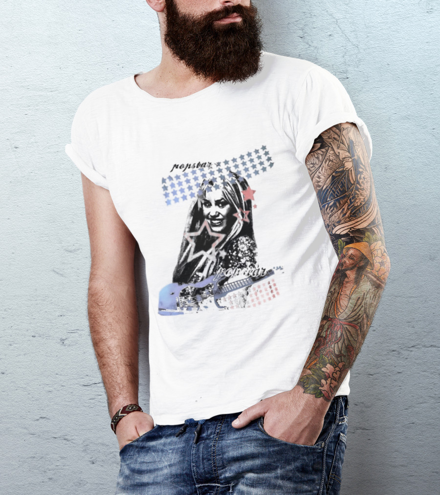 Miley Cyrus Hannah Montana Stars Guitar American Flag T-Shirt