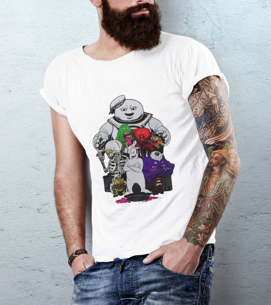 Stay Puft Marshmallow Man Ghostbusters Monster Group Characters T-Shirt