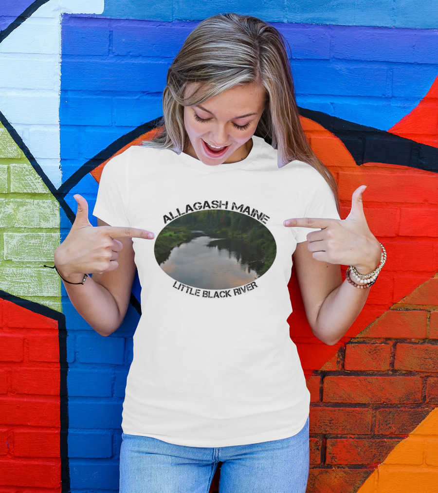 Allagash Maine Little Black River Scenic Photography Oval Frame Landscape T-Shirt