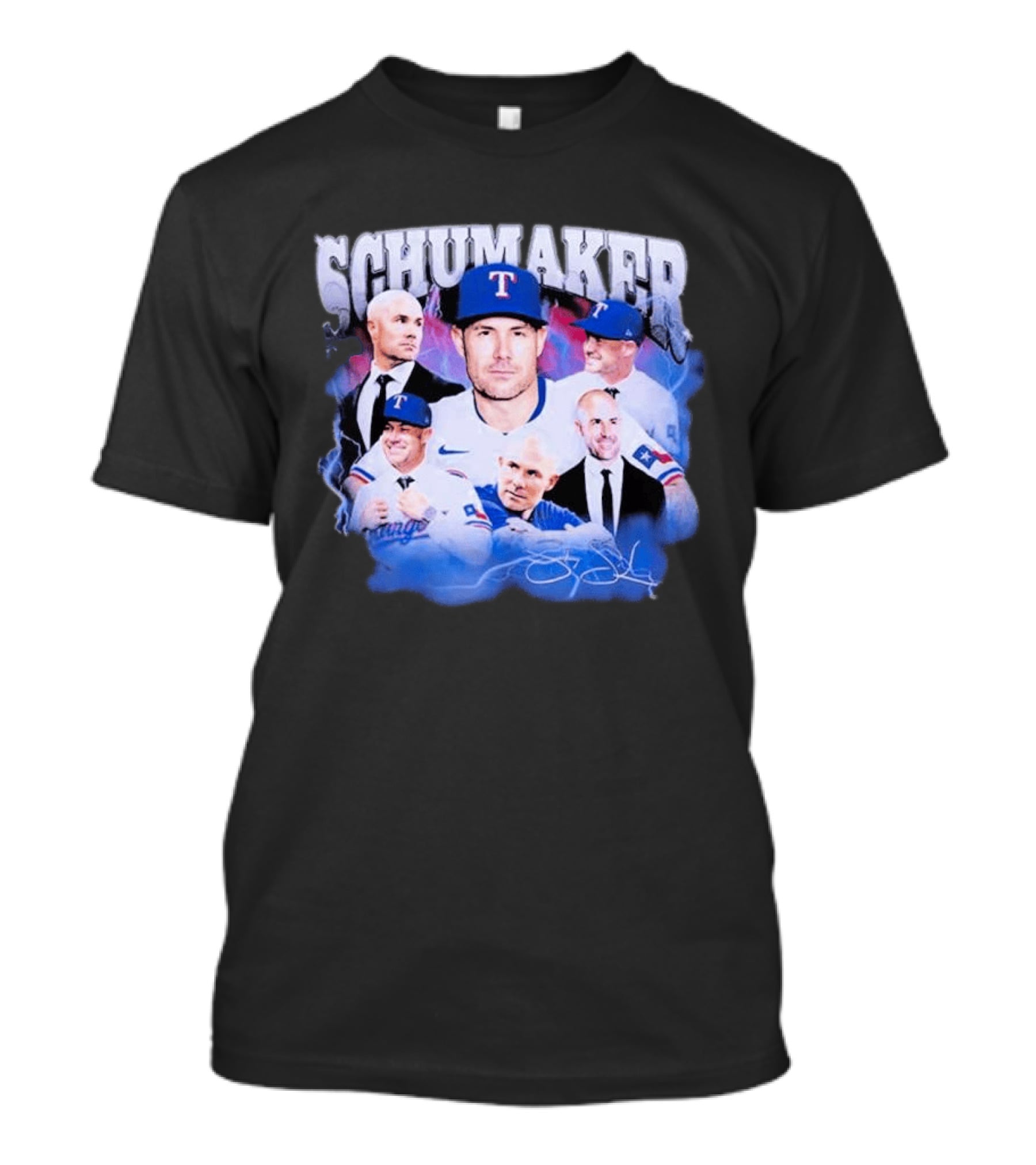 Rangers Schumaker Montage Baseball T-Shirt