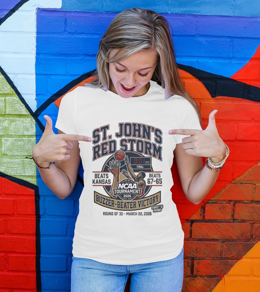 St. John's Red Storm Buzzer Beater Victory Over Kansas NCAA Tournament 2026 T-Shirt