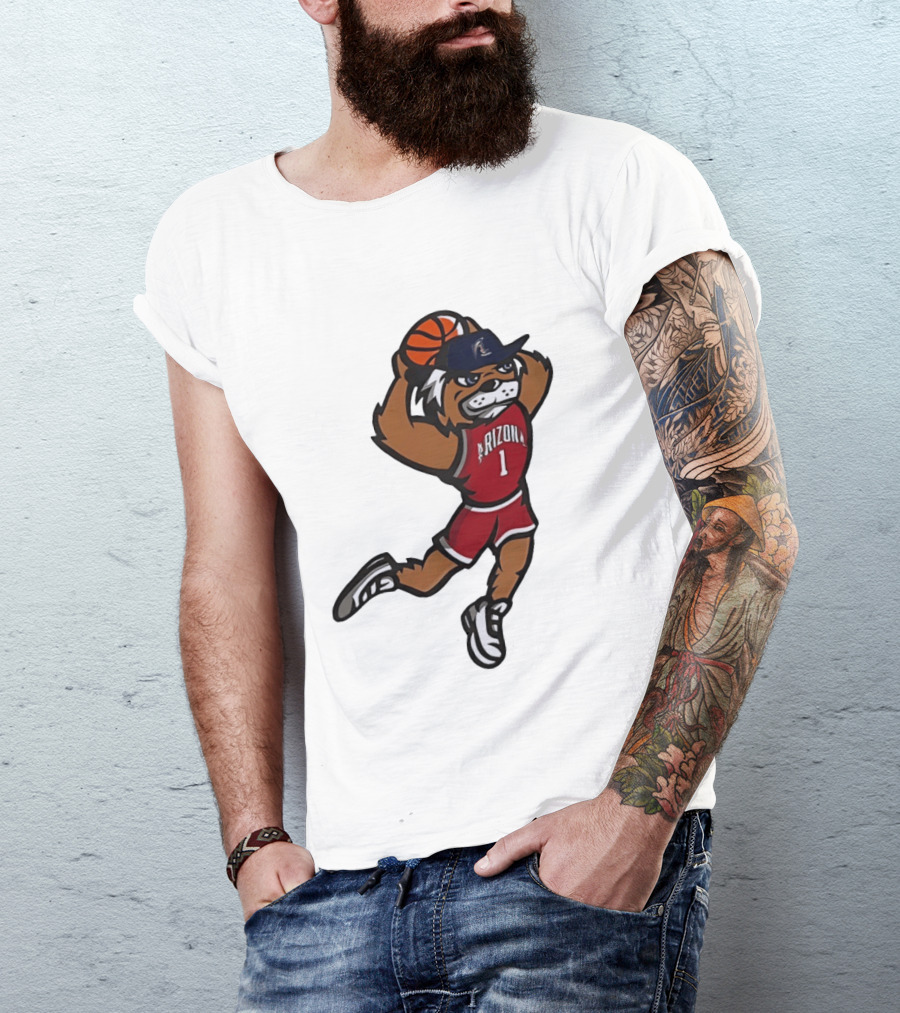 Arizona Wildcats Basketball Mascot Slam Dunk Action T-Shirt