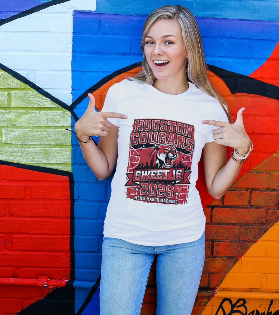 Houston Cougars 2026 NCAA Sweet 16 March Madness City Skyline T-Shirt