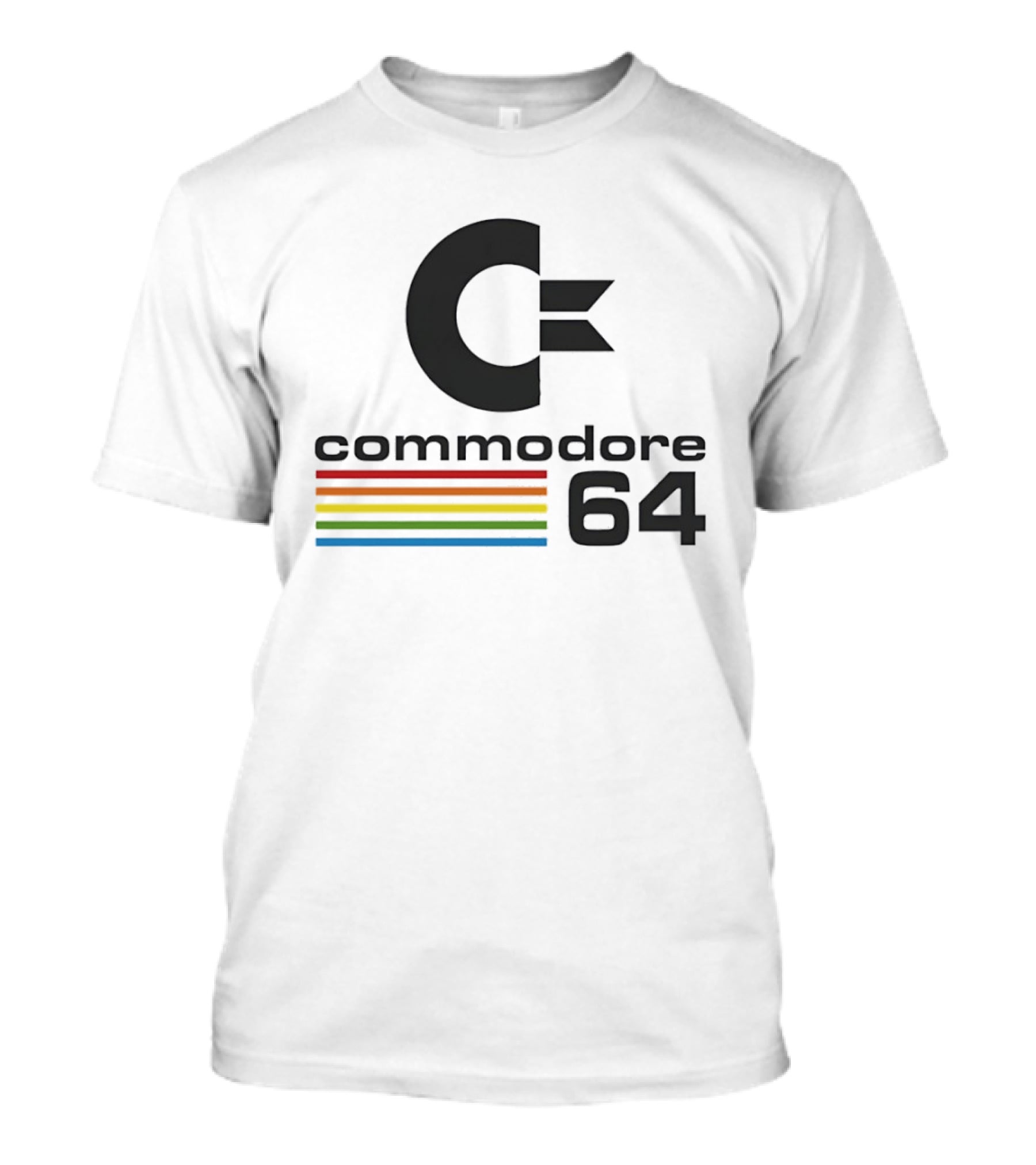 Commodore 64 Retro Computer Logo With Rainbow Stripes T-Shirt