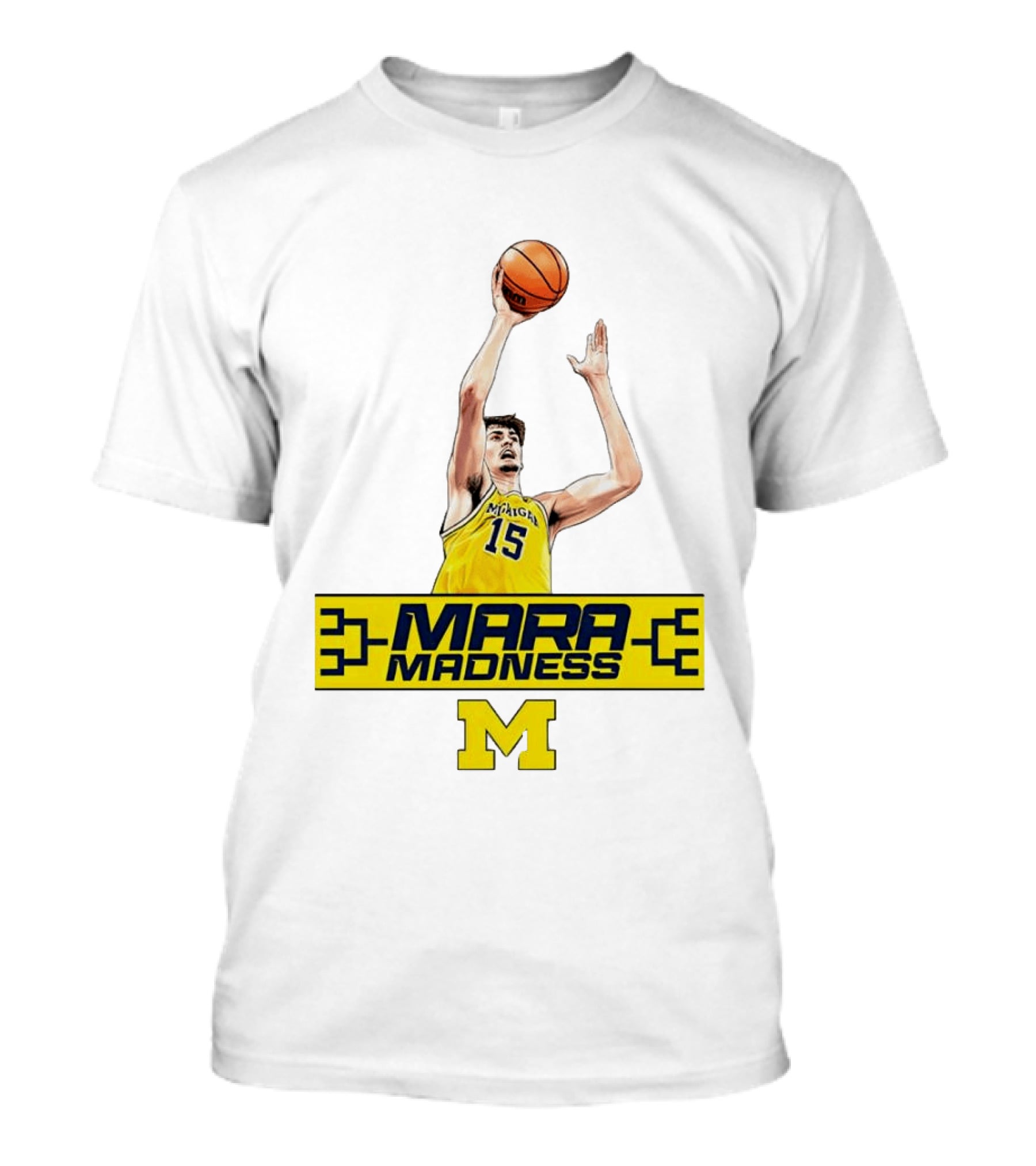 Mara Madness University Of Michigan Basketball Aday Mara Number 15 T-Shirt