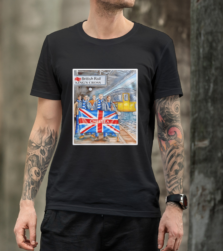 British Rail King's Cross Chelsea Flag Football Fans T-Shirt