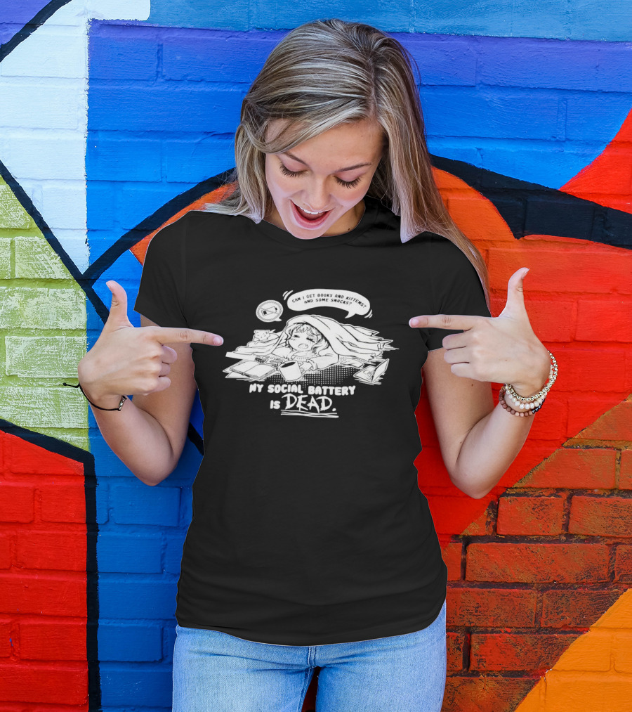 My Social Battery Is Dead Exhausted Comic Style Pop Art Naptime T-Shirt