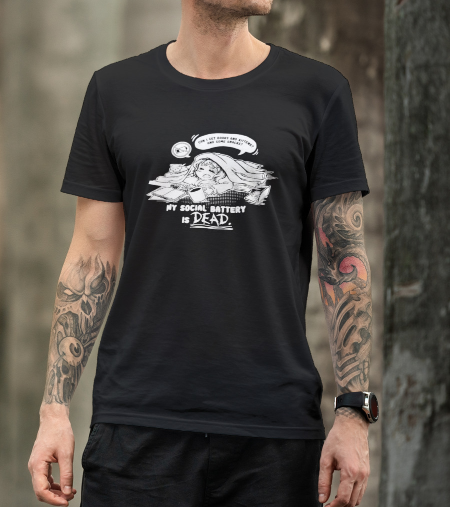 My Social Battery Is Dead Exhausted Comic Style Pop Art Naptime T-Shirt