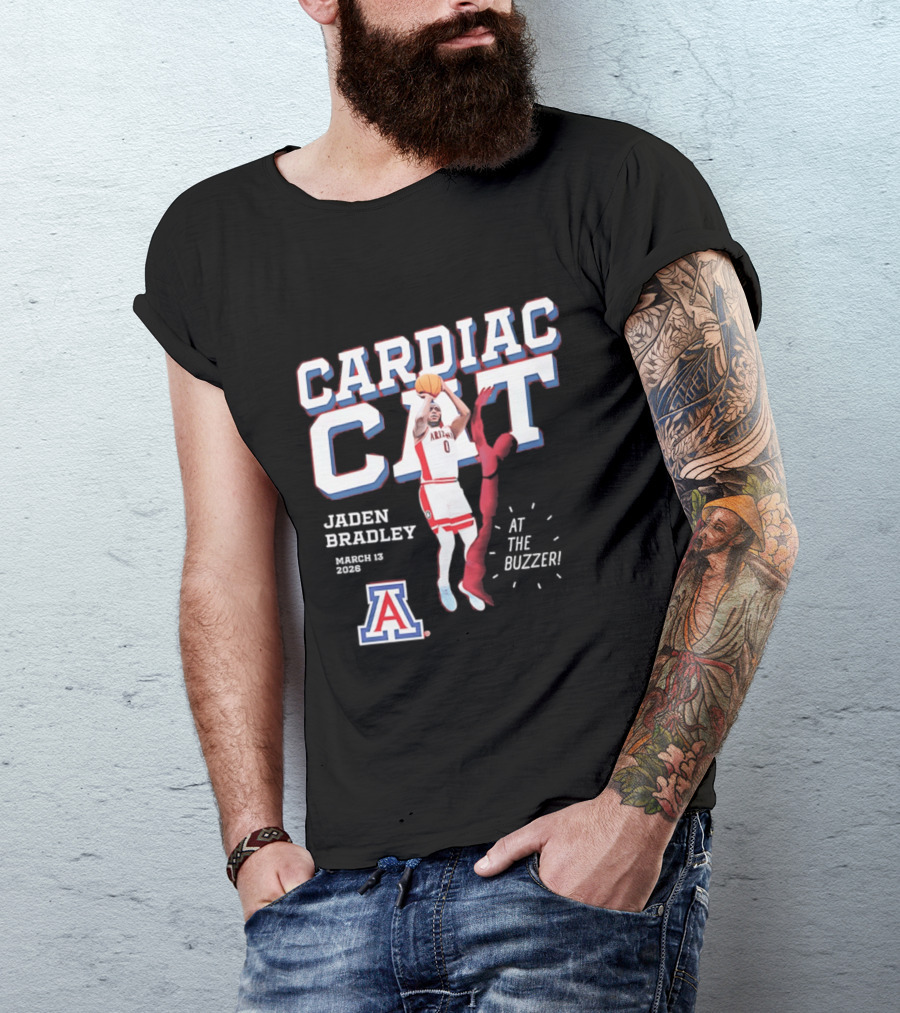 Jaden Bradley Cardiac Cat Arizona Wildcats At The Buzzer T-Shirt
