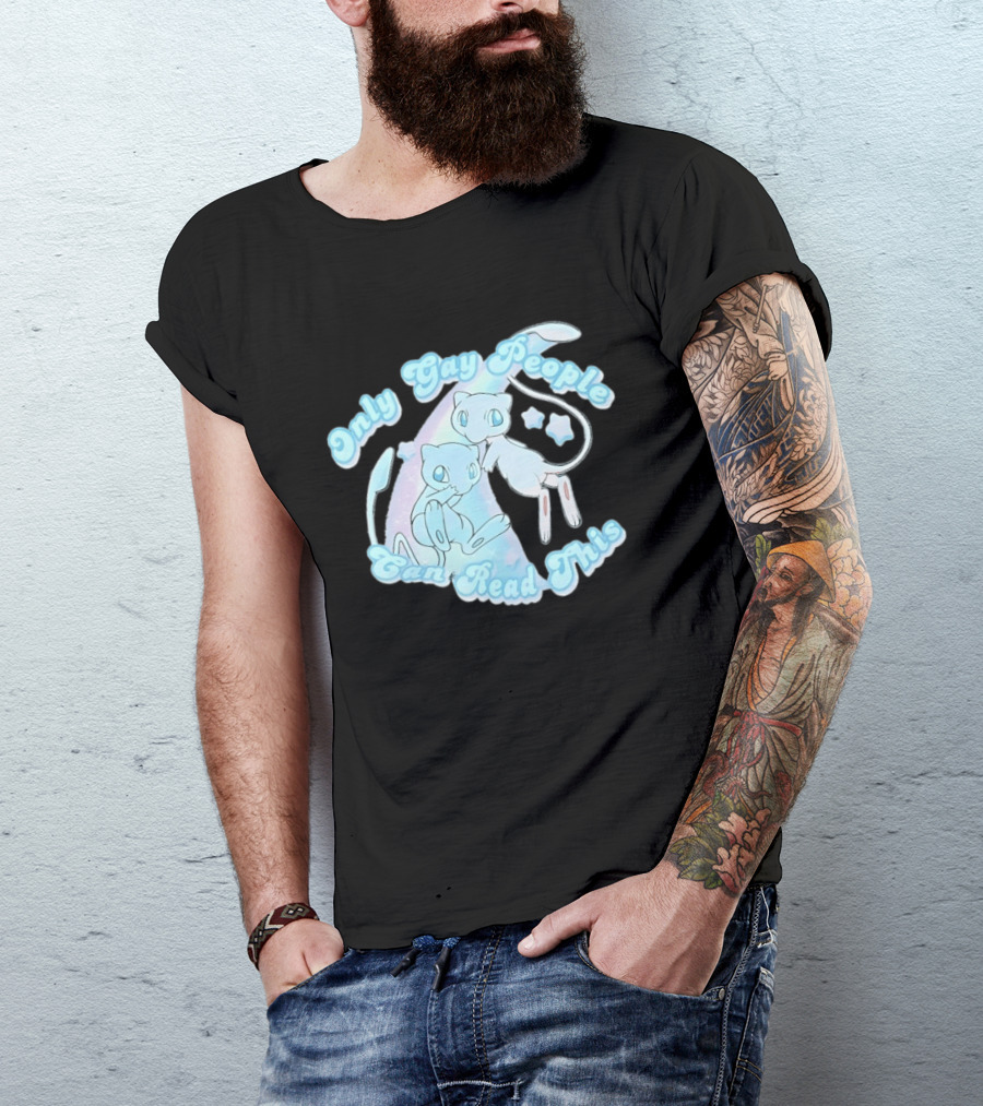 Pokemon Mew Only Gay People Can Read This Stars Retro Rainbow T-Shirt