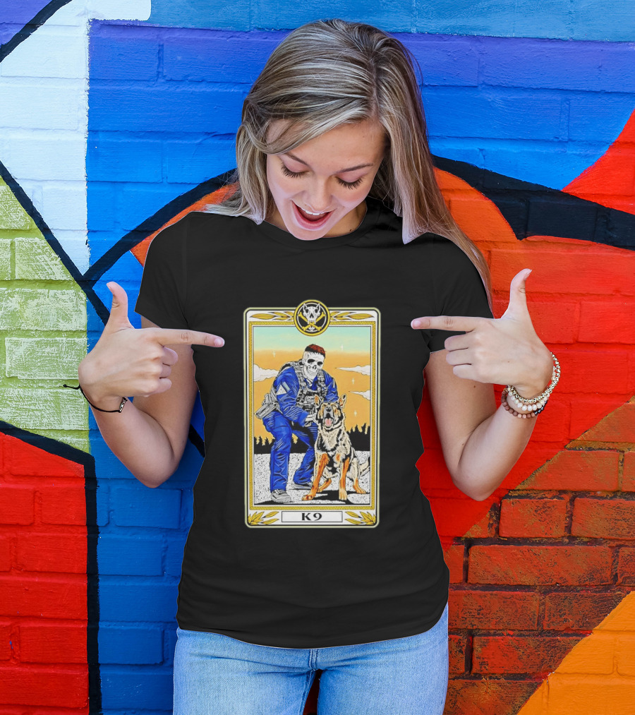 K9 Skull Masked Officer And German Shepherd Duo T-Shirt