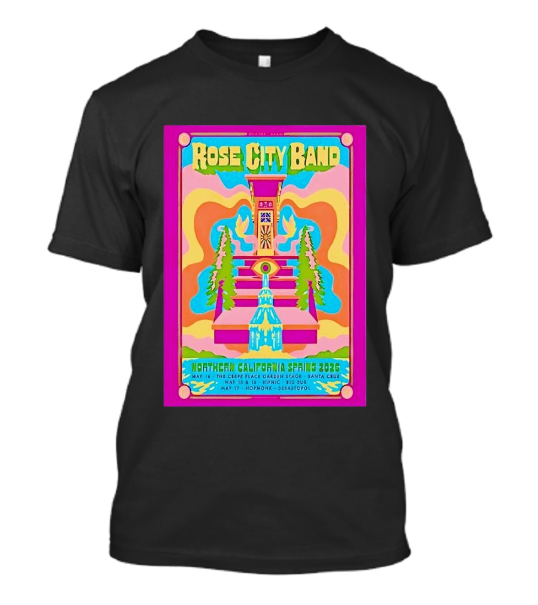 Rose City Band Northern California Spring 2026 Santa Cruz Hopmonk May 14 16 17 Forest Stream Psychedelic T-Shirt