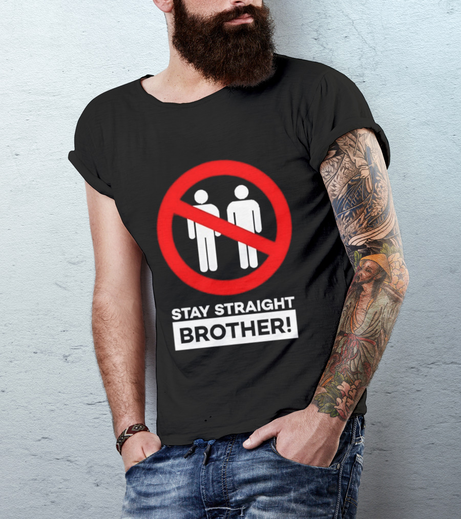 Stay Straight Brother Circle Cross Stencil T-Shirt